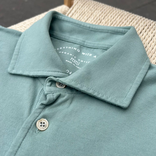 Polo manches courtes jersey de coton “Giza” vert pastel