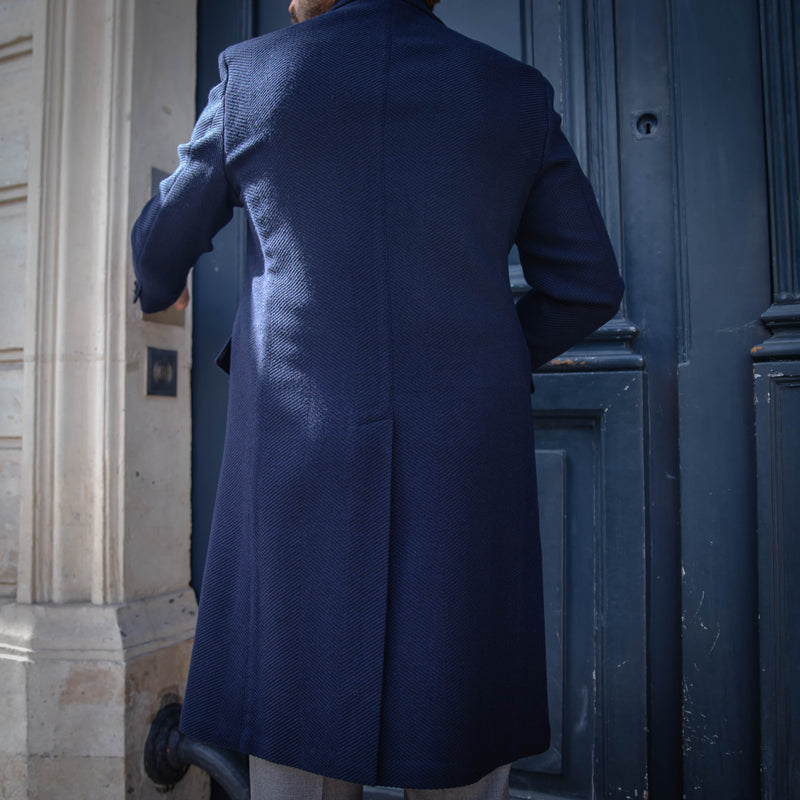 Manteau droit bleu marine