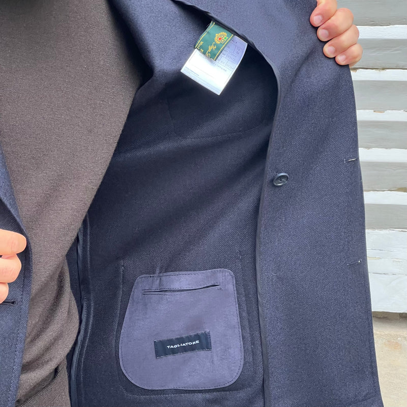 Veste croisée bleu marine laine et cachemire Loro Piana