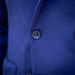 Veste maille croisée bleu marine laine