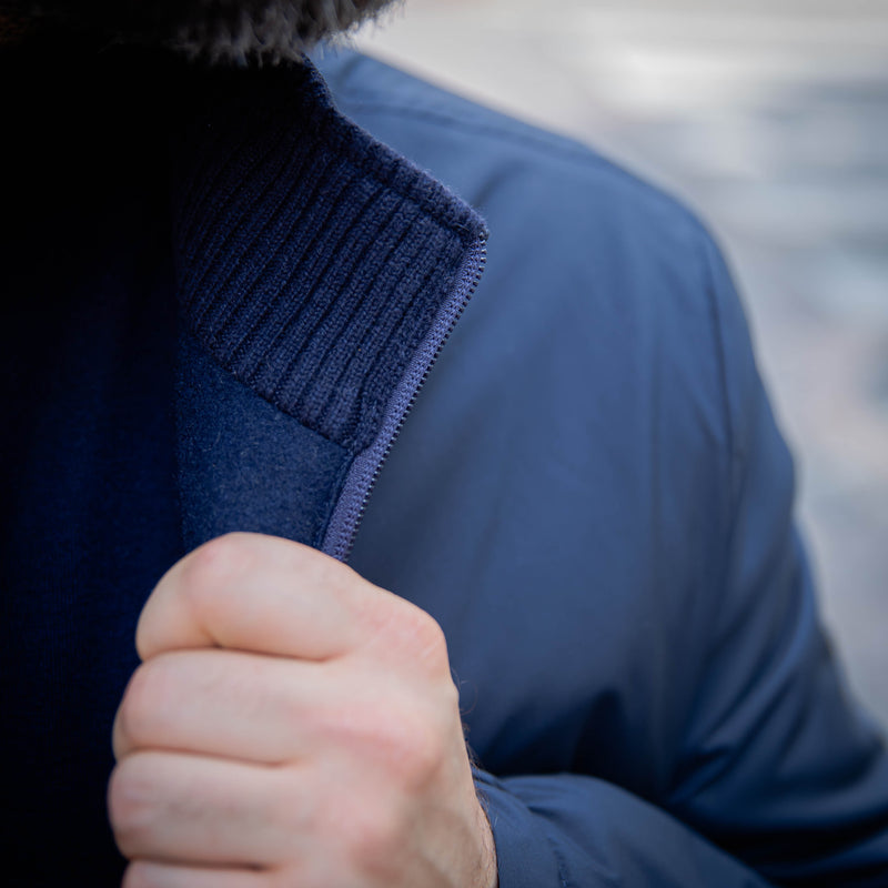 Blouson technique bleu marine doublé cachemire