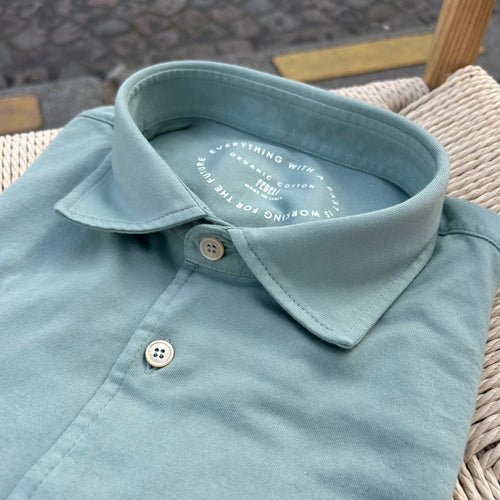 Chemise jersey de coton “GIZA” vert pastel