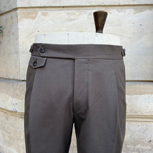 Pantalon napolitain taupe coton épais