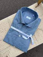 Chemise en flanelle de coton bleu clair col POSITANO