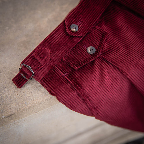 Pantalon napolitain en velours côtelé  rouge