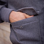Blouson gris laine, cachemire et peau