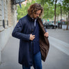 Manteau réversible PEAK cachemire bleu marine/marron