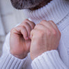 Pull col roulé torsadé laine et cachemire blanc cassé