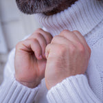Pull col roulé torsadé laine et cachemire blanc cassé