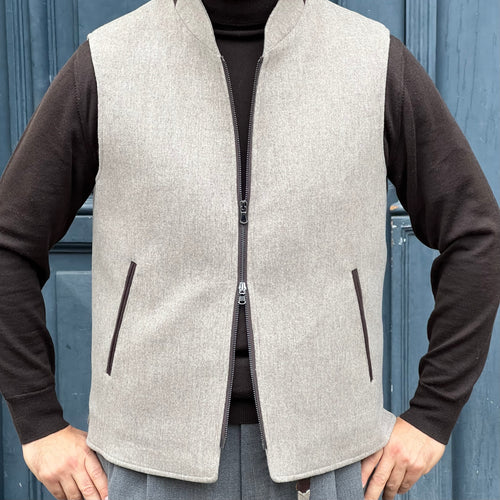 Gilet sans manches greige laine laine Loro Piana