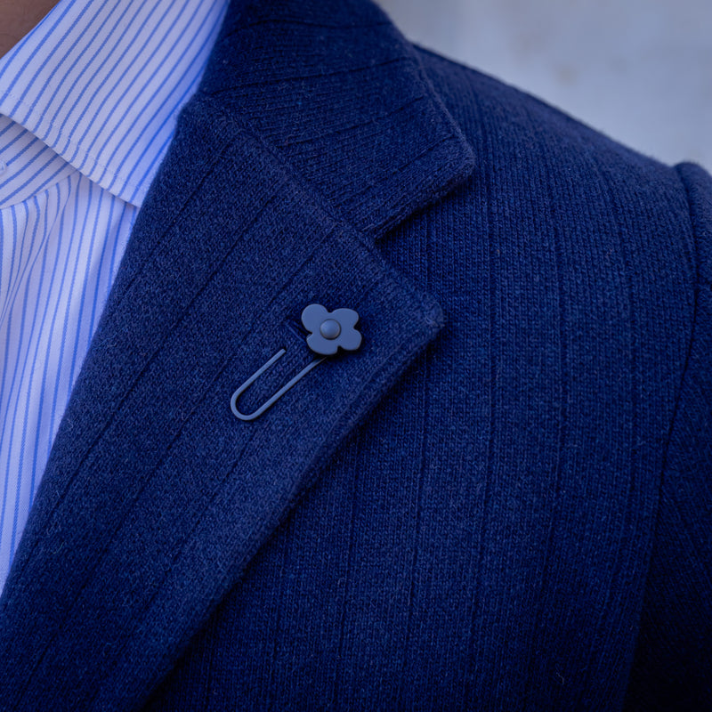 Veste en maille côtelée laine et cachemire bleu marine