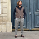 Gilet sans manches jersey de laine et cachemire marron