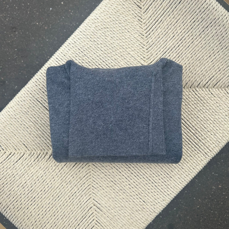 Pull col roulé cachemire gris moyen