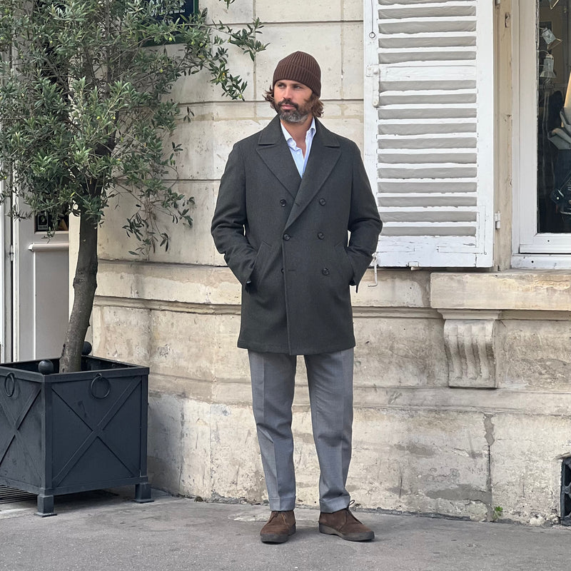 Manteau « car coat » croisé vert