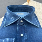 Chemise « used » en denim Texas bleu foncé