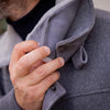 Blouson gris laine, cachemire et peau