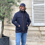 Saharienne bleu marine jersey laine et cachemire