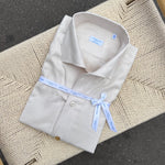 Chemise en flanelle de coton beige clair col POSITANO