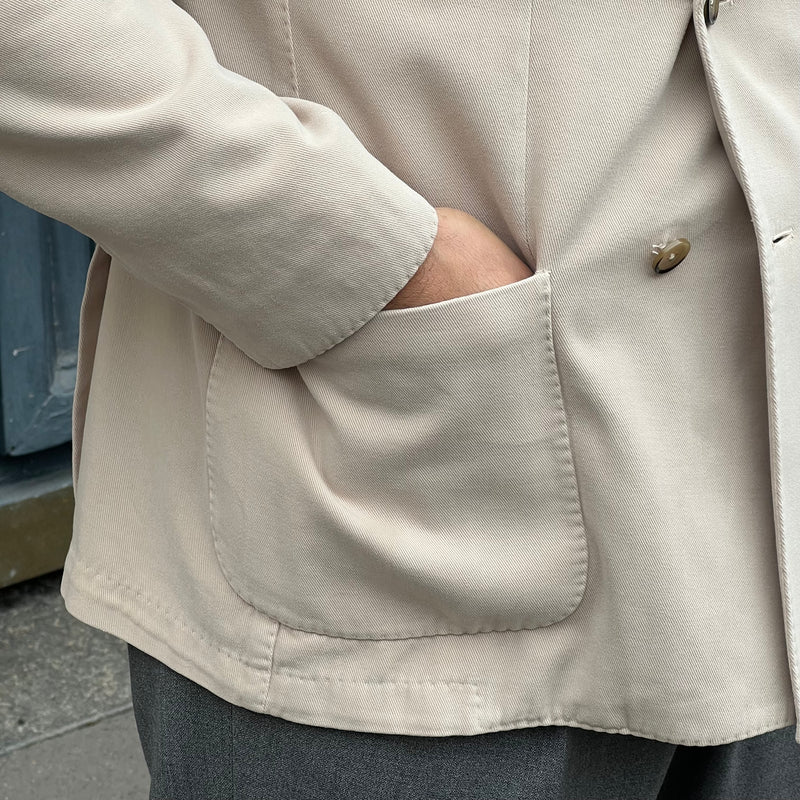 Veste croisée beige coton et cachemire