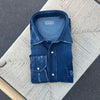 Chemise « used » en denim Texas bleu foncé