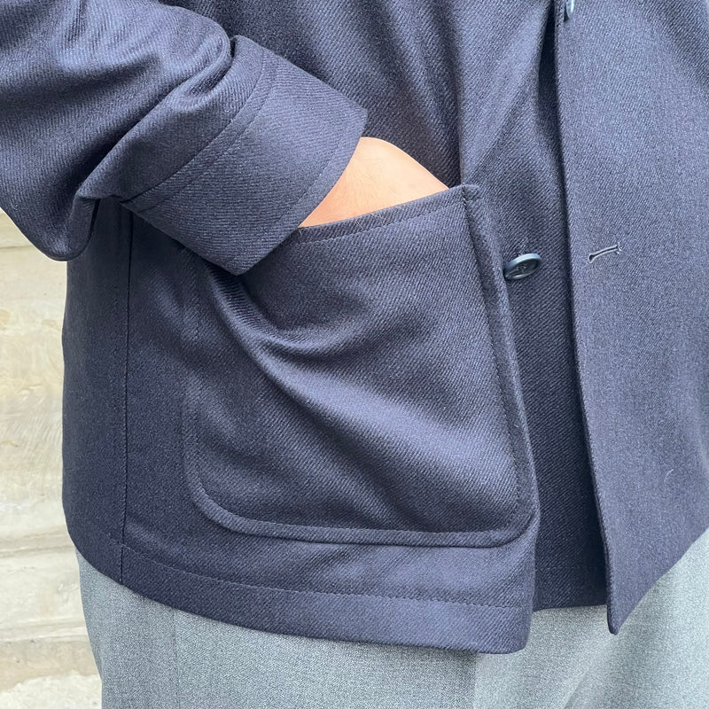 Veste croisée bleu marine laine et cachemire Loro Piana