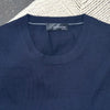 Pull col rond bleu marine cachemire et soie extra-fin