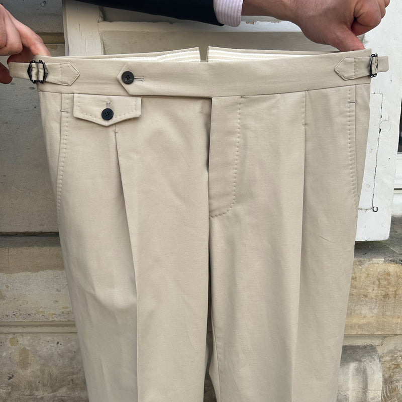 Pantalon napolitain Fregi coton stretch beige