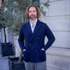 Veste maille croisée bleu marine laine
