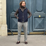 Gilet sans manches jersey de laine et cachemire bleu marine