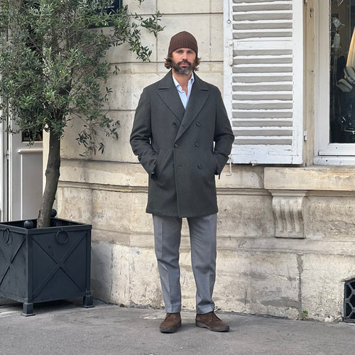 Manteau « car coat » croisé vert