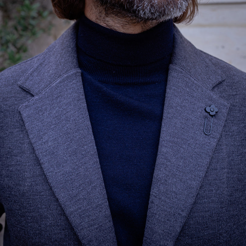 Veste en maille gris soutenu laine