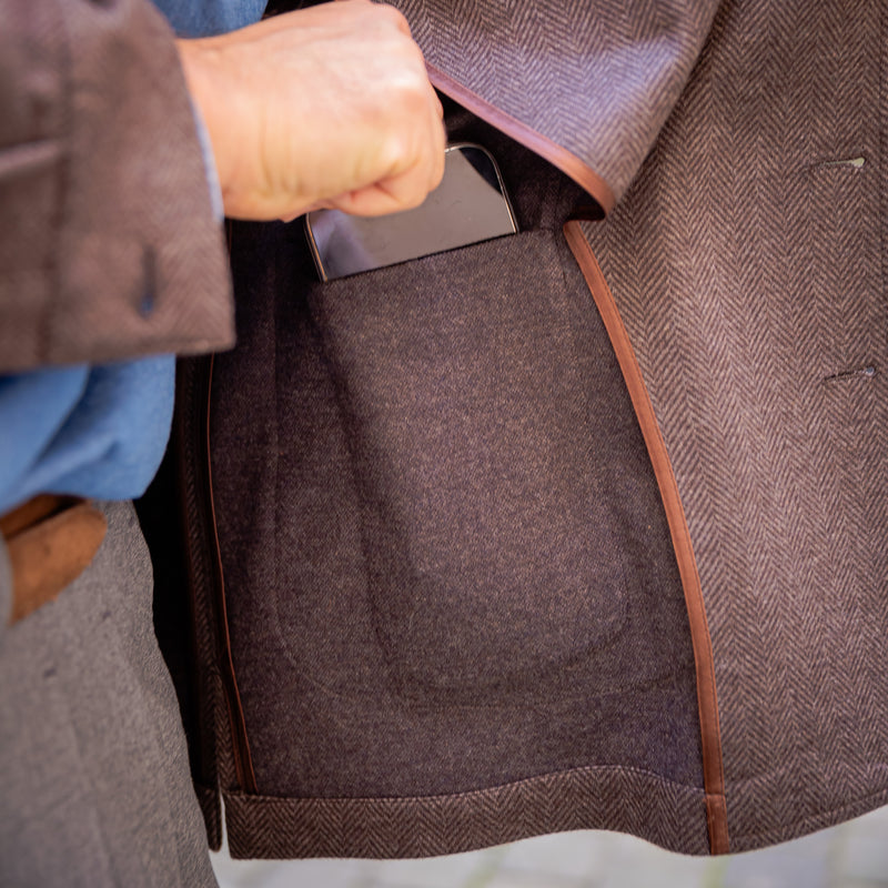 Veste ICONIC jersey de cachemire et soie Loro Piana marron chevrons