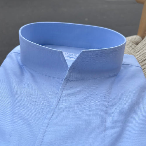 Chemise coton oxford bleu clair col tulipe