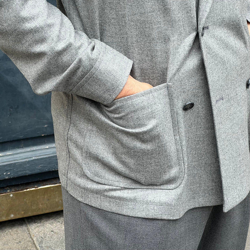 Veste croisée gris clair laine et cachemire Loro Piana