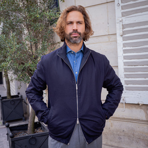 Blouson bleu marine réversible