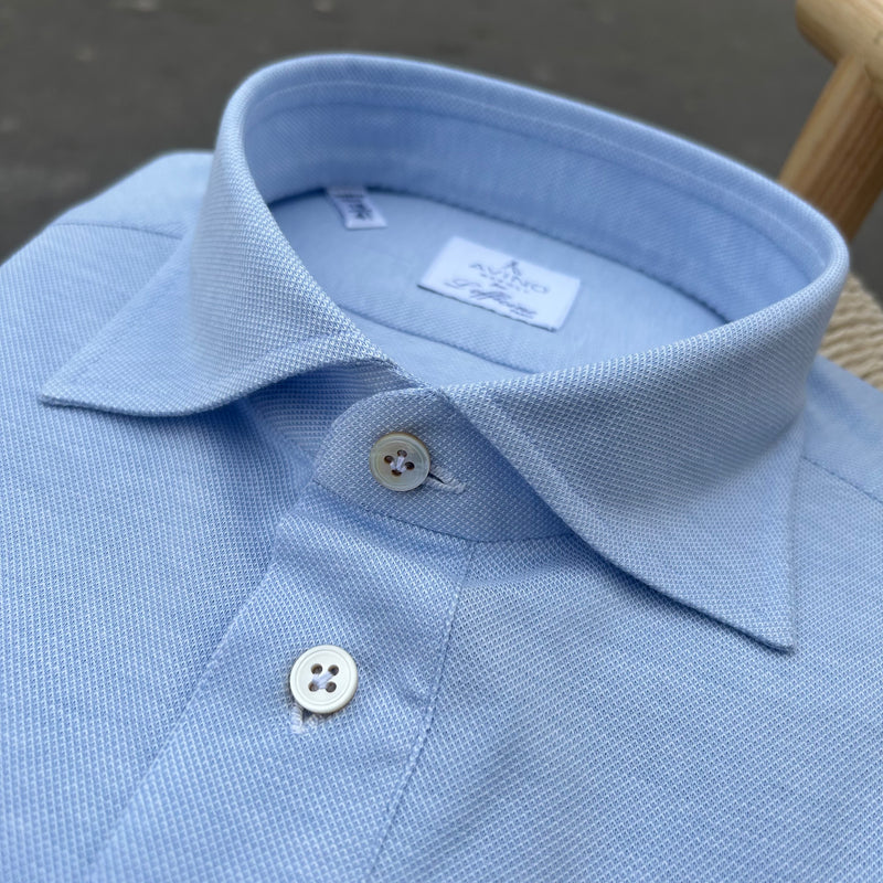 Polo shirt en piqué de coton bleu clair