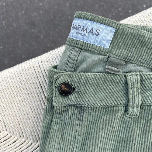 Pantalon chino HEAVY velours stretch  vert pastel