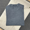Pull col rond gris moyen cachemire et soie extra-fin