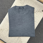 Pull col rond gris moyen cachemire et soie extra-fin