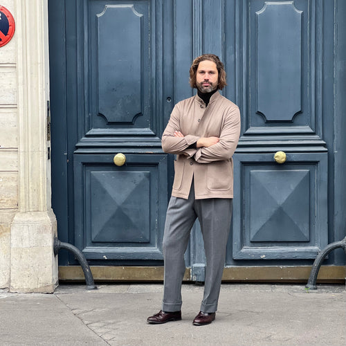 Veste col officier camel laine chameau
