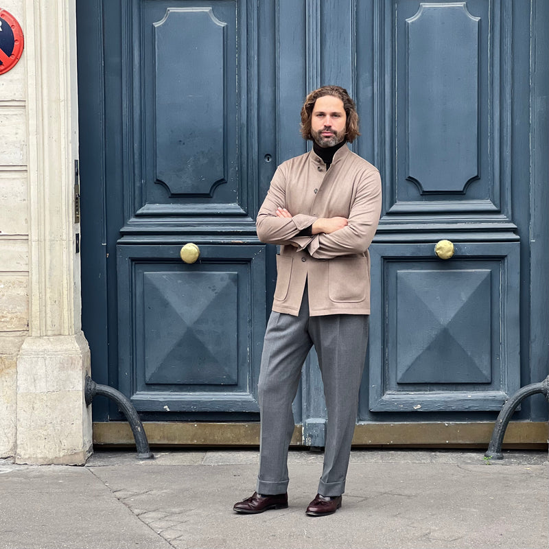 Veste col officier camel laine chameau