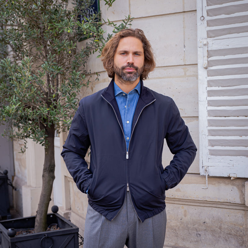 Blouson bleu marine réversible