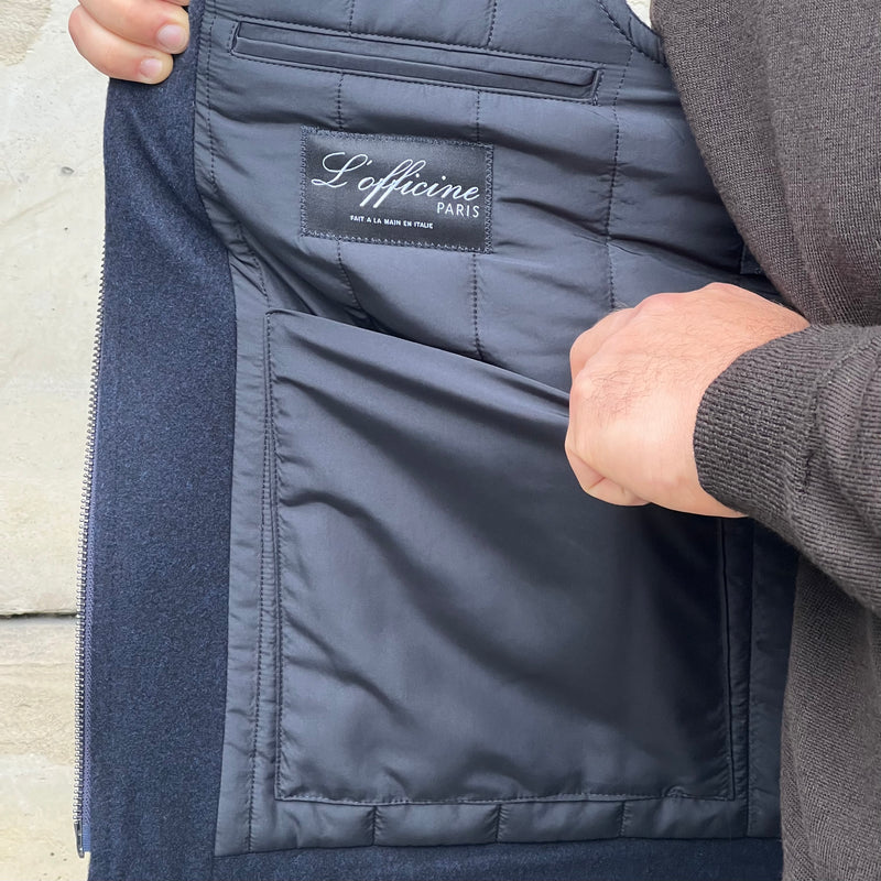 Gilet sans manches bleu marine laine Loro Piana