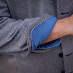 Veste ICONIC jersey de cachemire et soie gris LORO PIANA chevrons