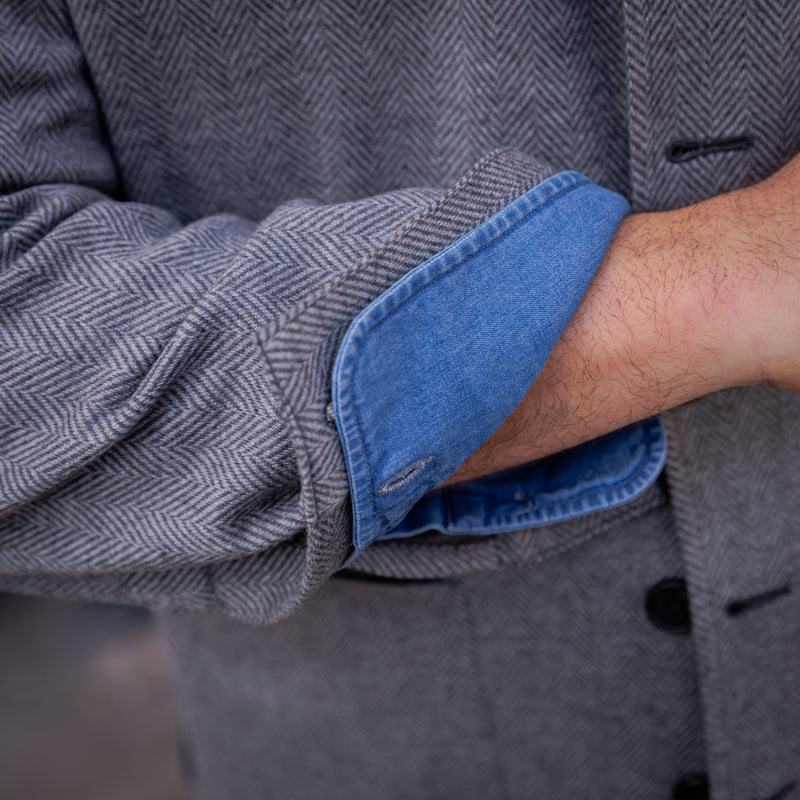 Veste ICONIC jersey de cachemire et soie gris LORO PIANA chevrons