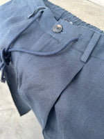 Pantalon joggpants cargo bleu marine en lin