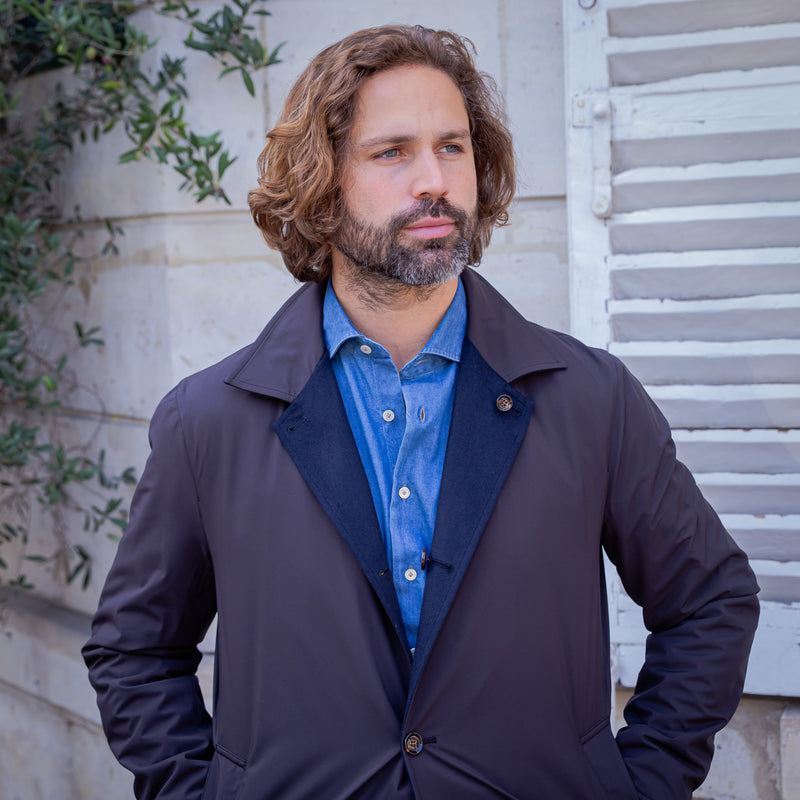 Manteau réversible PEAK bleu marine / marron foncé