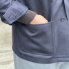 Veste col officier bleu marine laine chameau