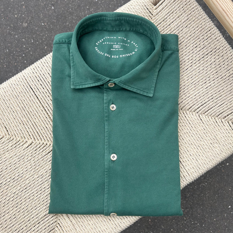 Chemise jersey de coton “Giza” vert