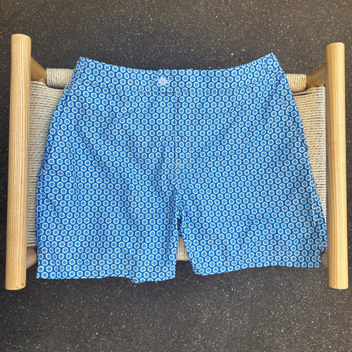 Maillot de bain bleu motif fleurs bleues